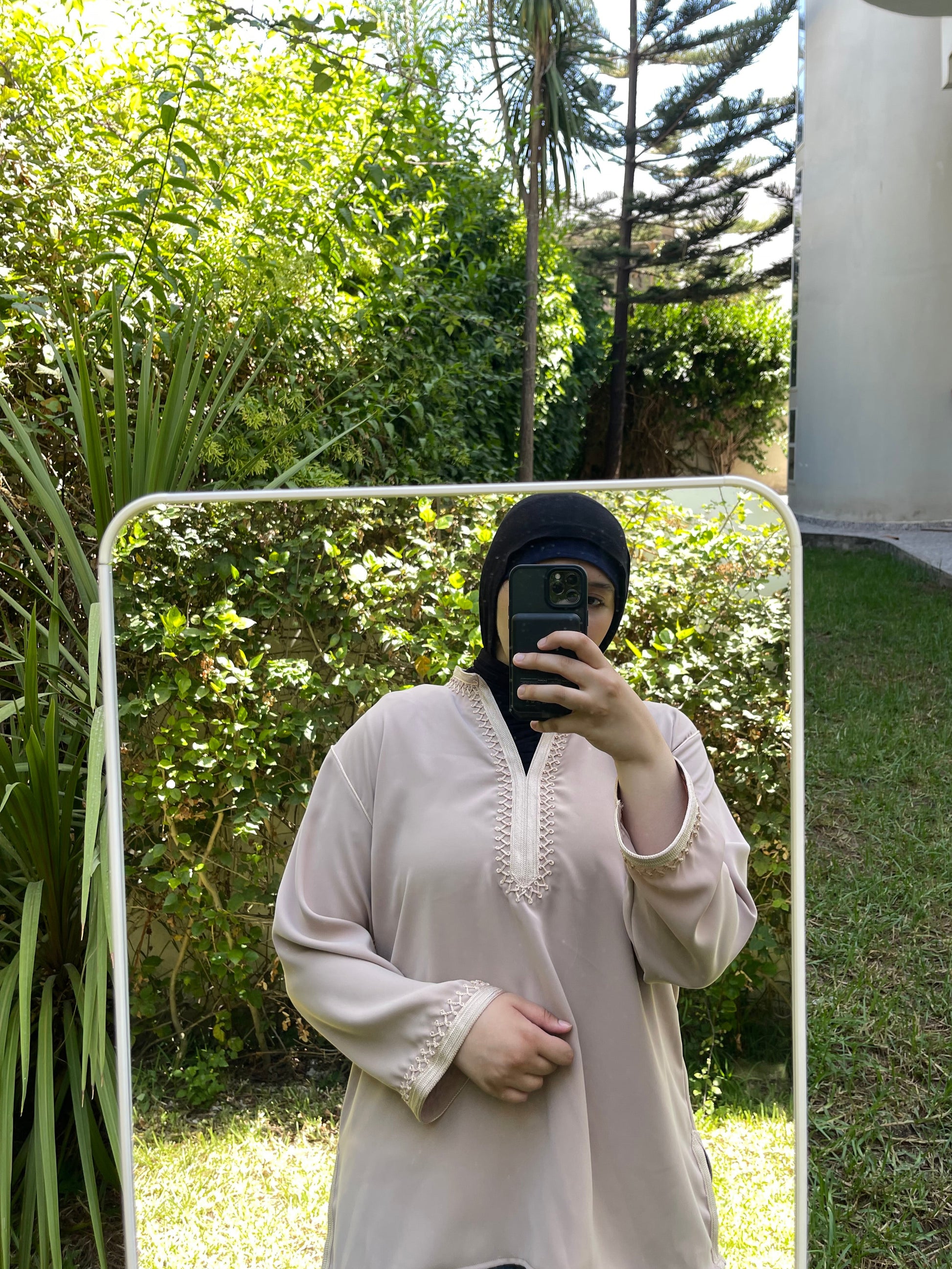 Dusty Pink Contrast Embroidered Top - Main Image